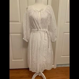 Emerson Fry White Cotton Eyelet Dress, Size Small
